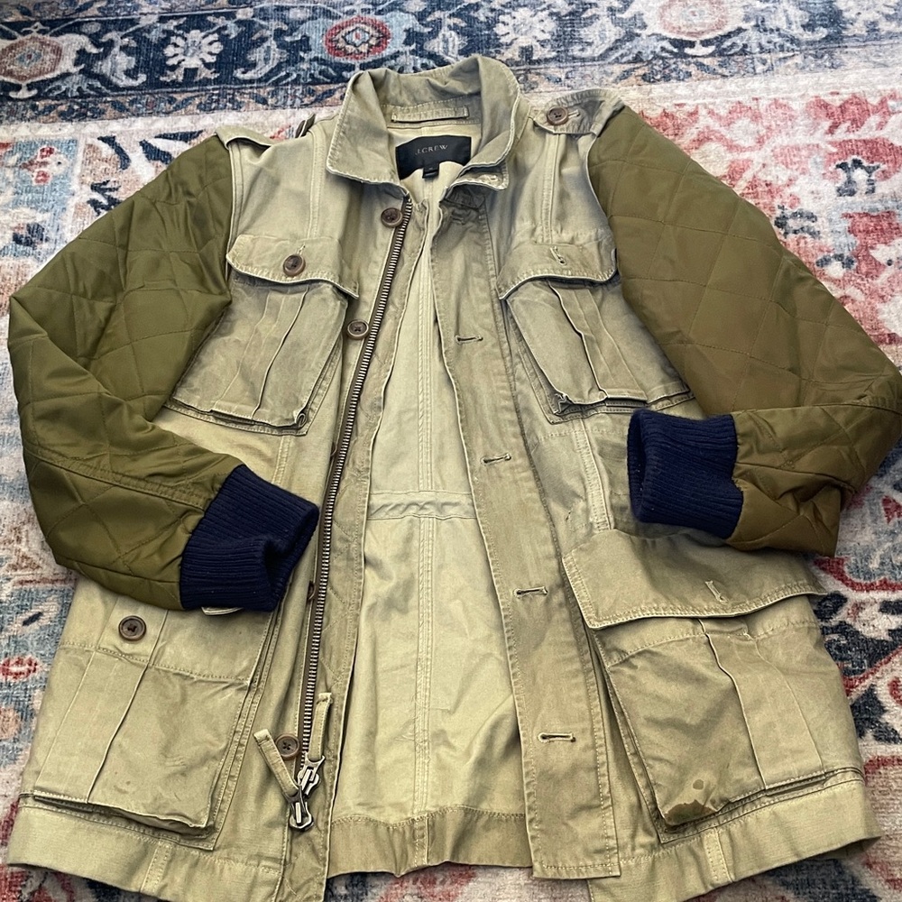 Women’s J.Crew Olive and Tan Quilted Jacket